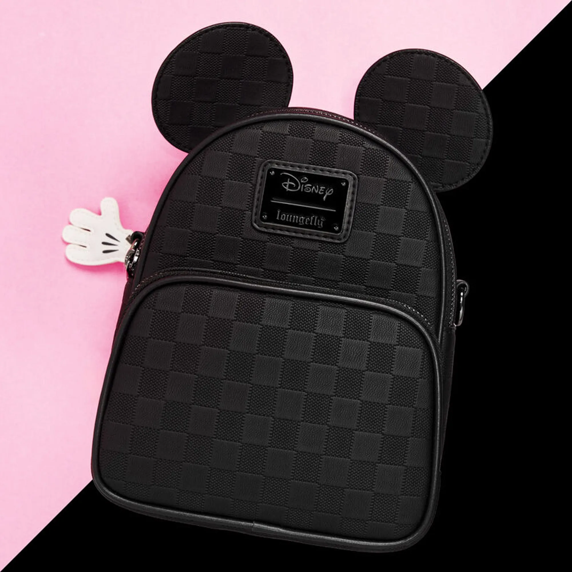 Loungefly Disney Mickey Mouse Checkered Texture Convertible Mini Backpack & Crossbody Bag