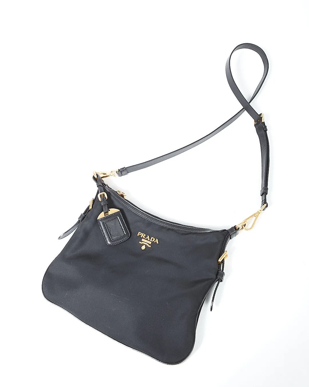 Prada Black Nylon Tessuto / Saffiano Trim Crossbody Bag